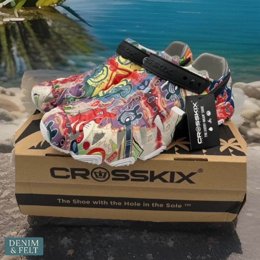 Crosskix APX Graffiti‎ A Multicolor Water Shoes Lightweight Slip-On Sneakers NEW